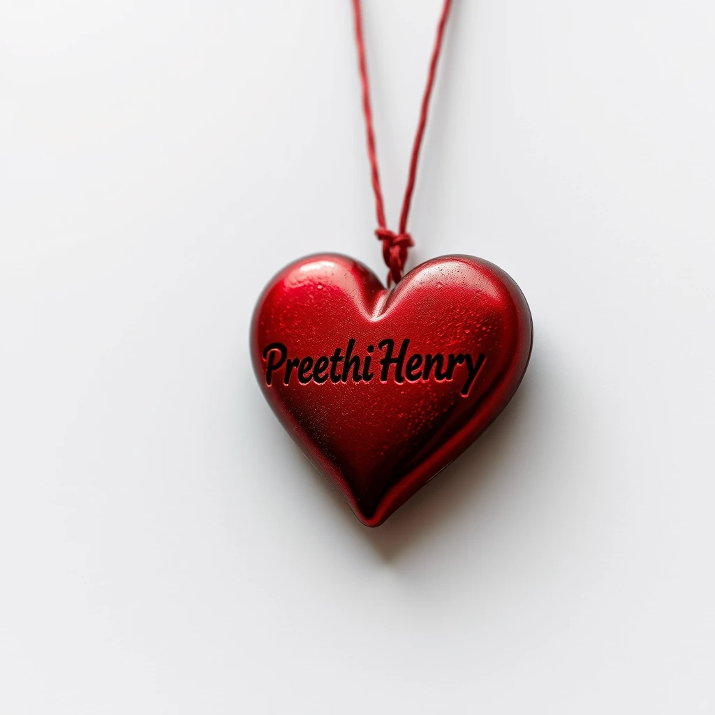 1024 pixel Red Heart engraved with name PreethiHenry - Image