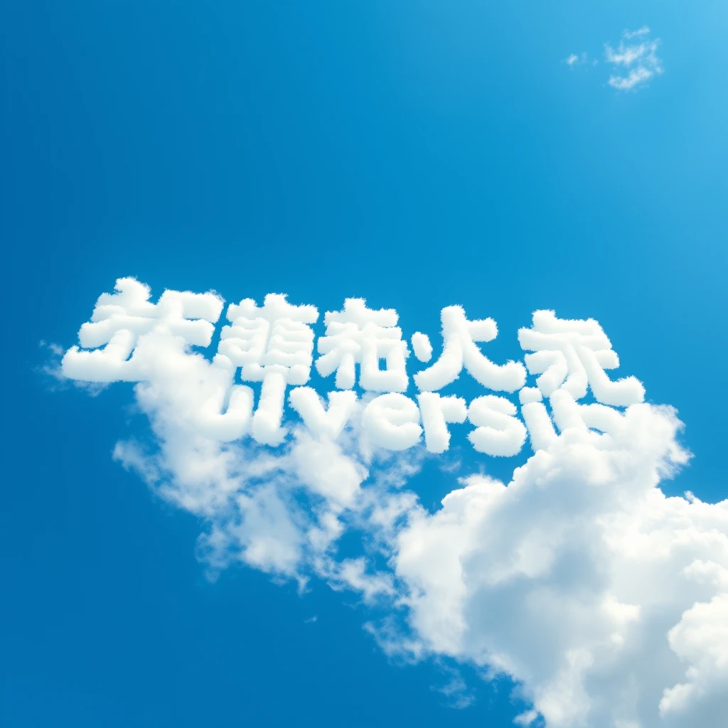 Background: A vibrant blue sky.  
Clouds: Fluffy white clouds forming the words "Sichuan University."  
Style: Photorealistic.  
Details: The clouds should look natural and realistic, with soft edges and varying densities.  
Perspective: Looking up towards the sky.