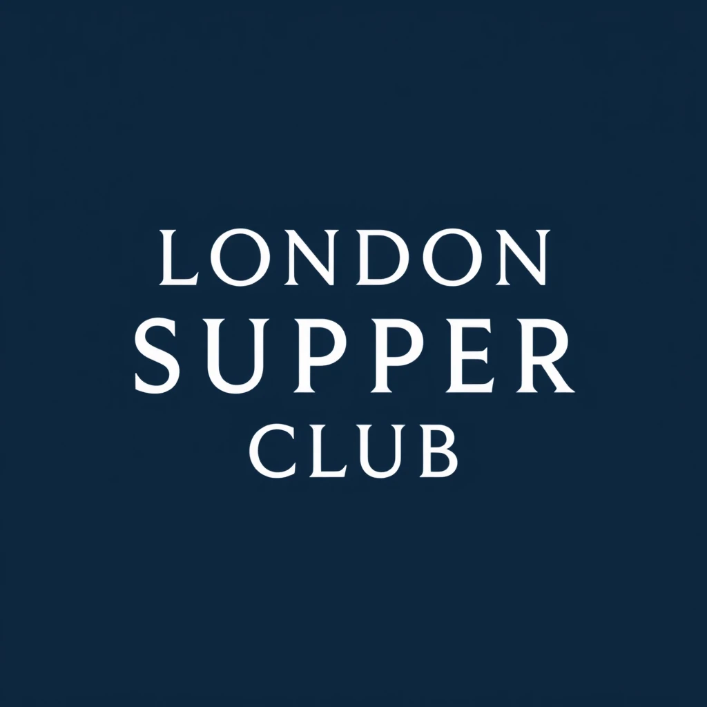 Logo for a club called “London Supper Club”, using dark blue, in a modern style.