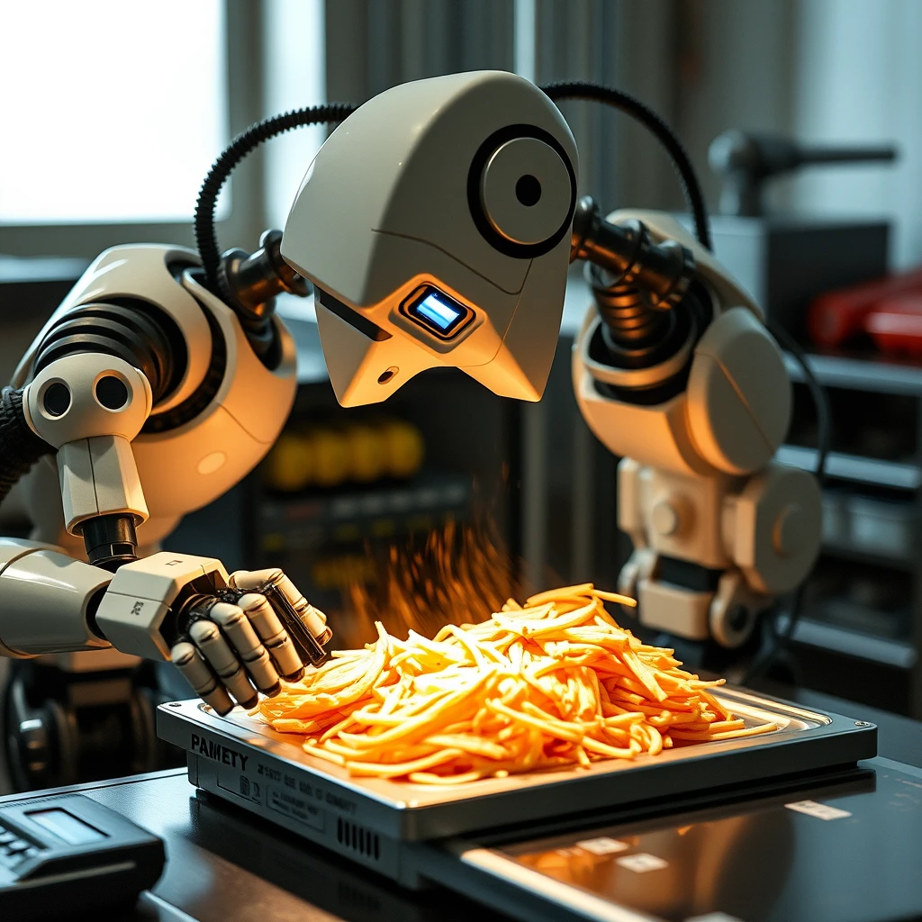 A cylindrical robot making food.