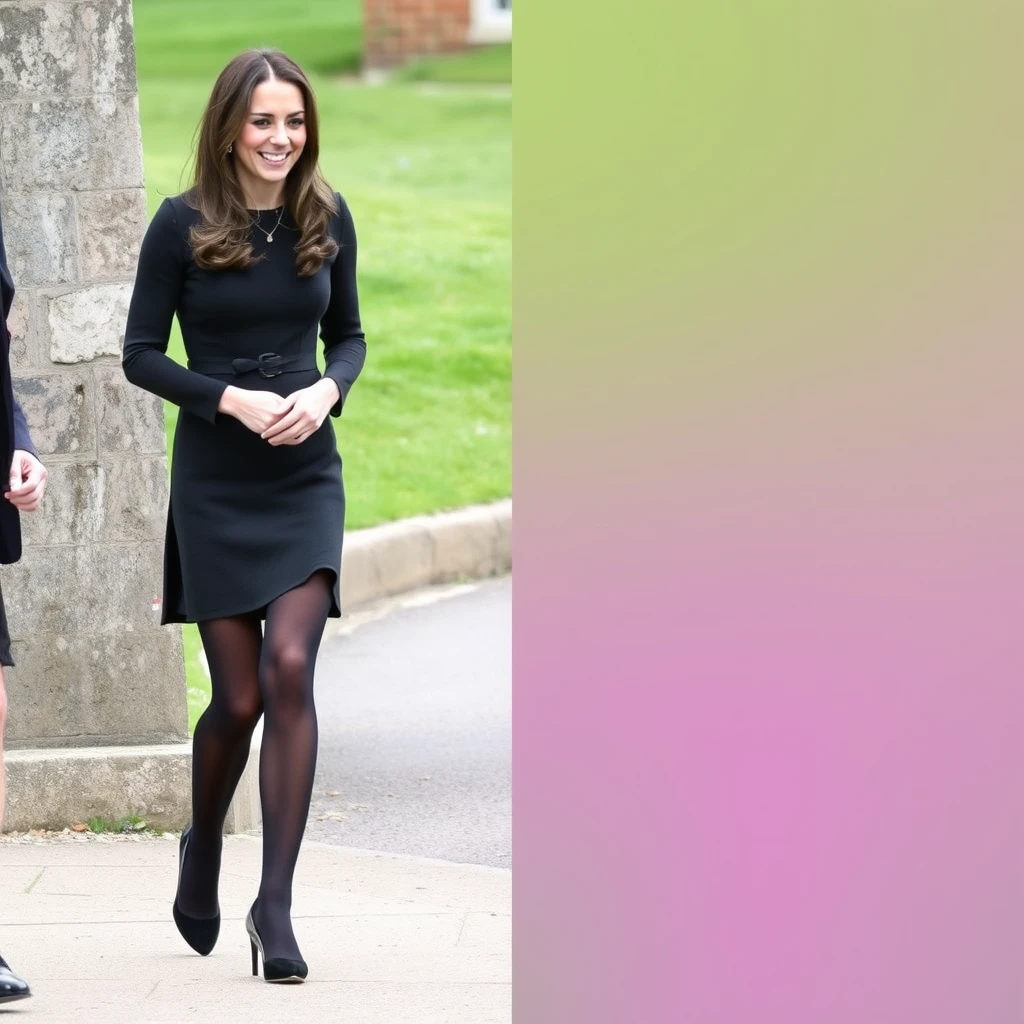 Kate Middleton wearing tights, showing legs.