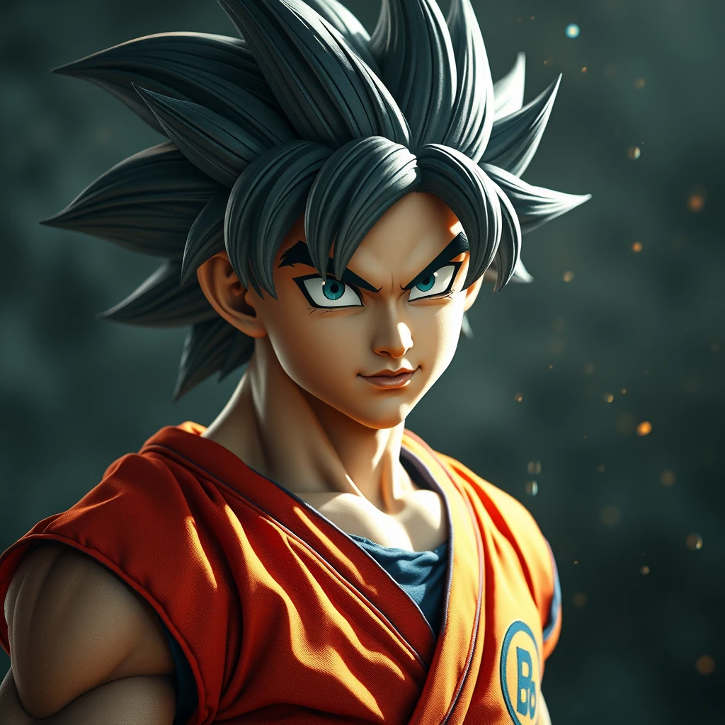 Create a realistic photo with correct lighting of Goku. - Image