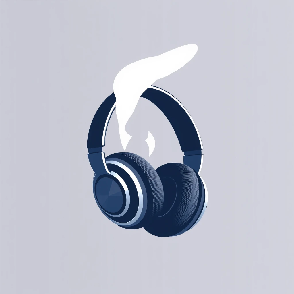 Flat logo: electric fan, headphones. - Image