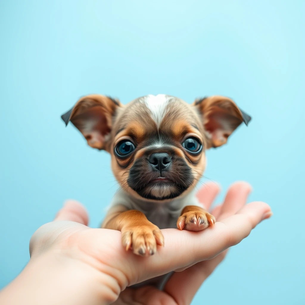 A tiny dog in a hand.