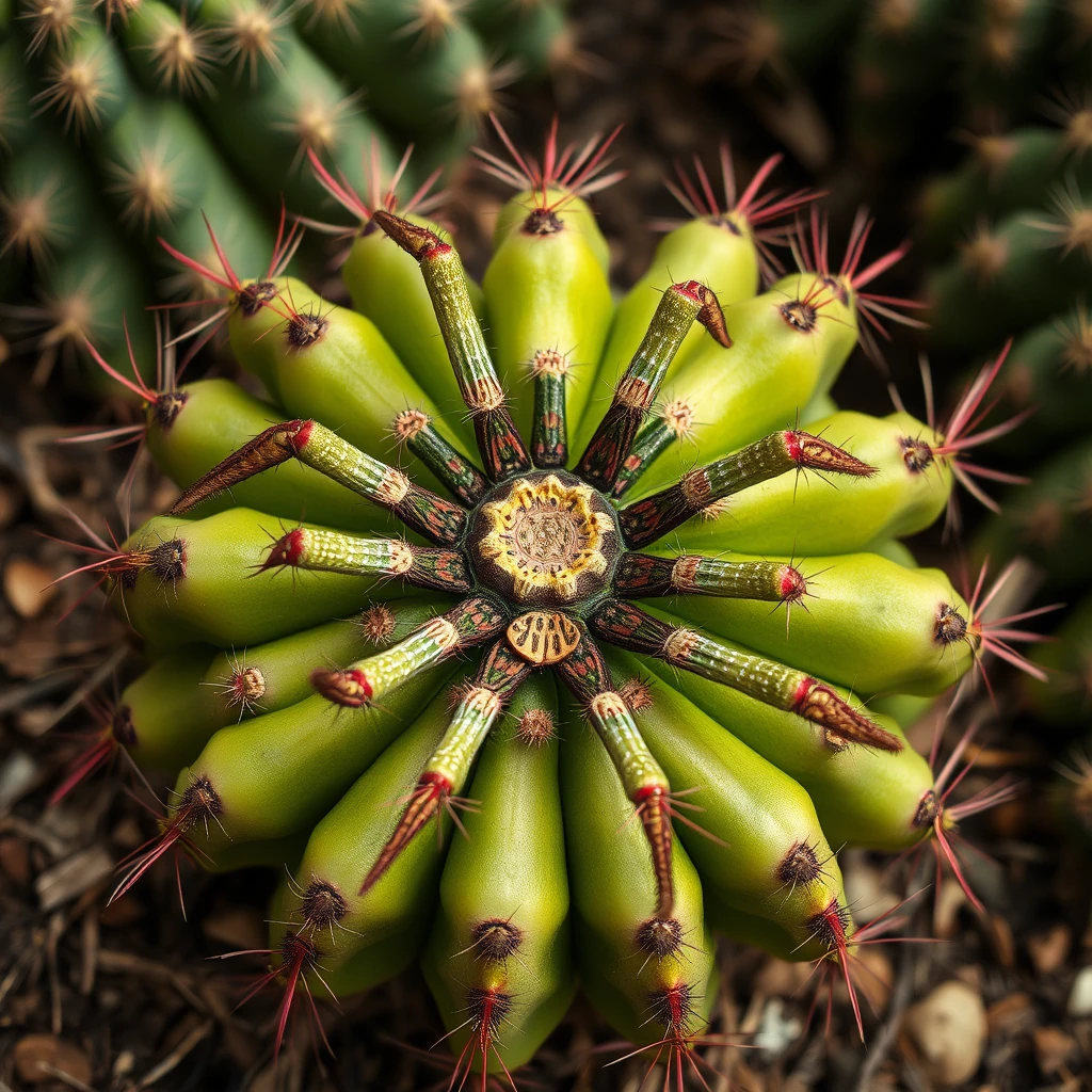 Terrible surreal image of spider cactus.