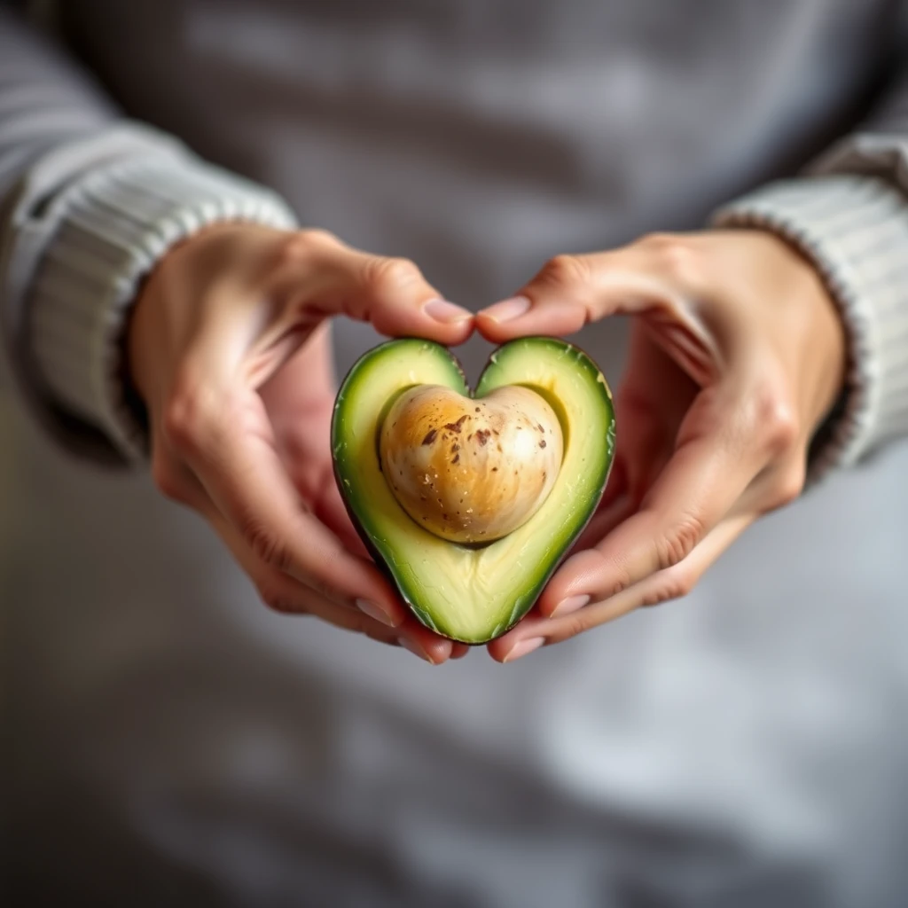 avocado making heart shape with hands