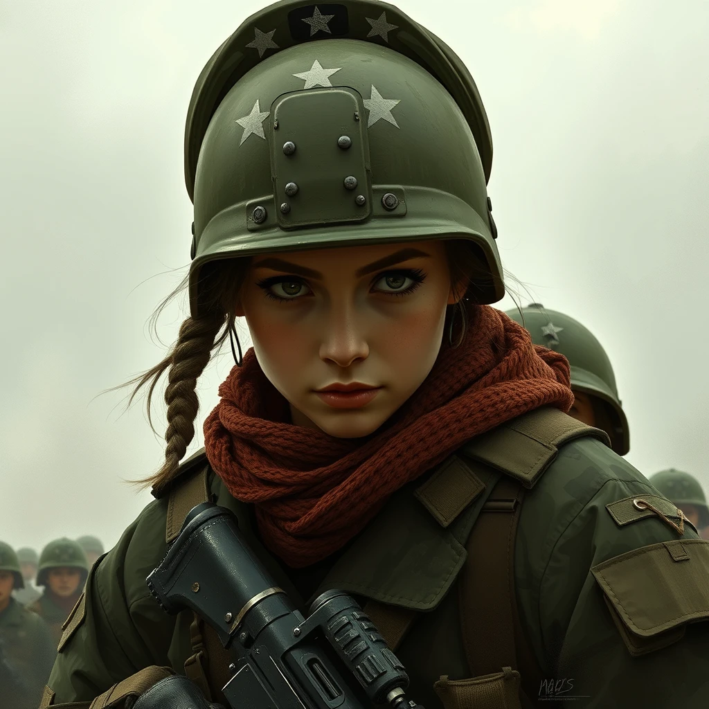 a girl army, realistic - Image