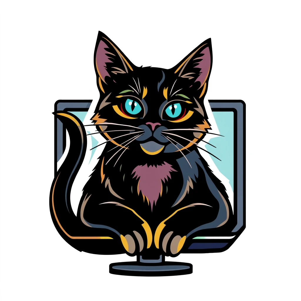 Design a logo for me. The theme is cat monitor. - Image