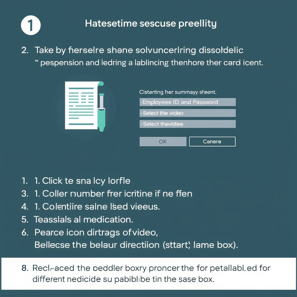 1. Take the smaller volume of solvent according to the summary sheet.  
2. Click the dispensing machine icon.  
3. Enter the employee ID and password of the labeling personnel and verifier.  
4. Select the order number.  
5. Select the medication.  
6. Place the saline according to the direction of the video.  
7. Click continue labeling (start labeling).  
8. Replace the medication box in a timely manner (different medications are prohibited in the same box).