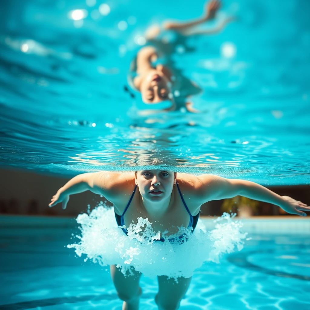 A woman swimming in a pool - Image