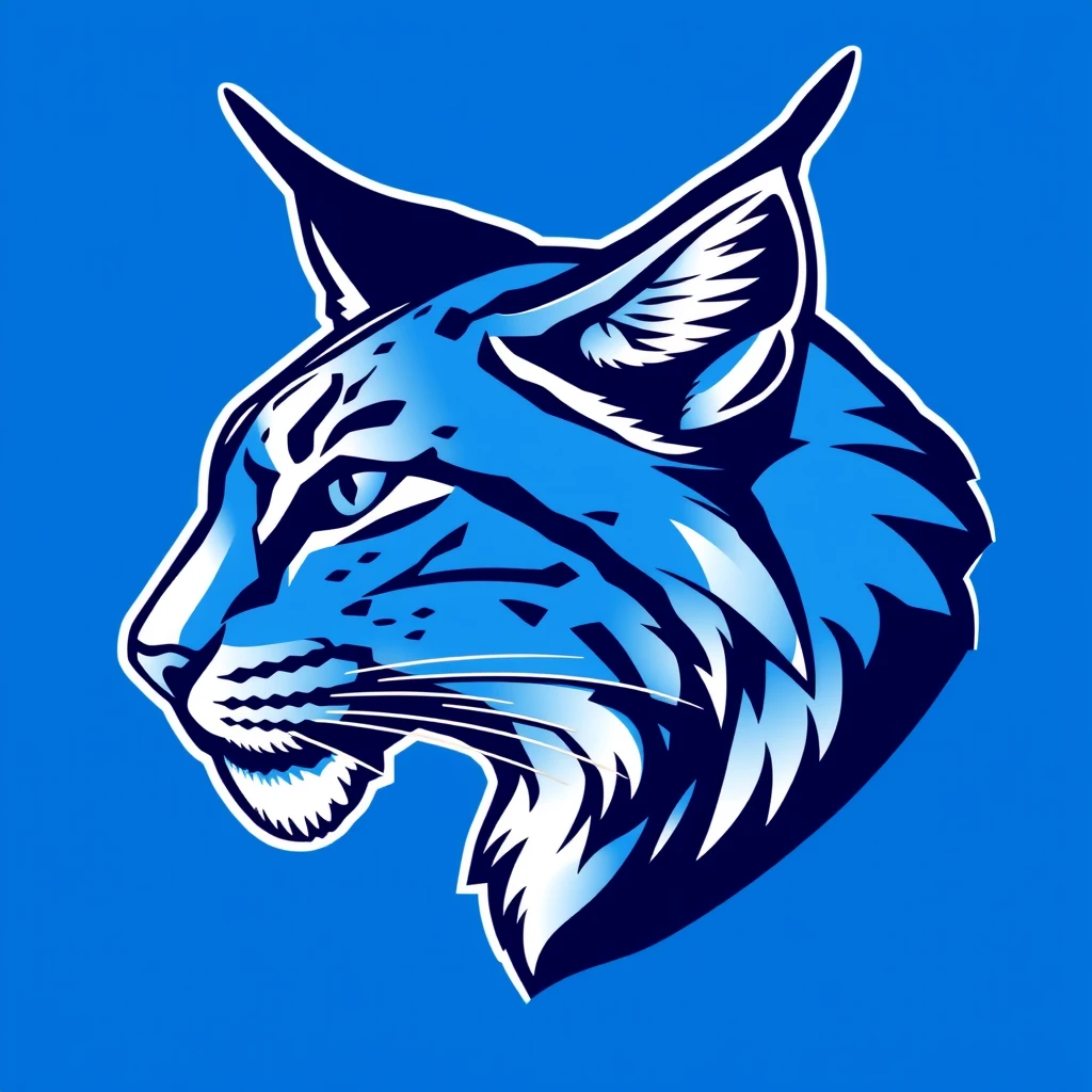 Side profile of a Lynx as a logo, blue theme. - Image