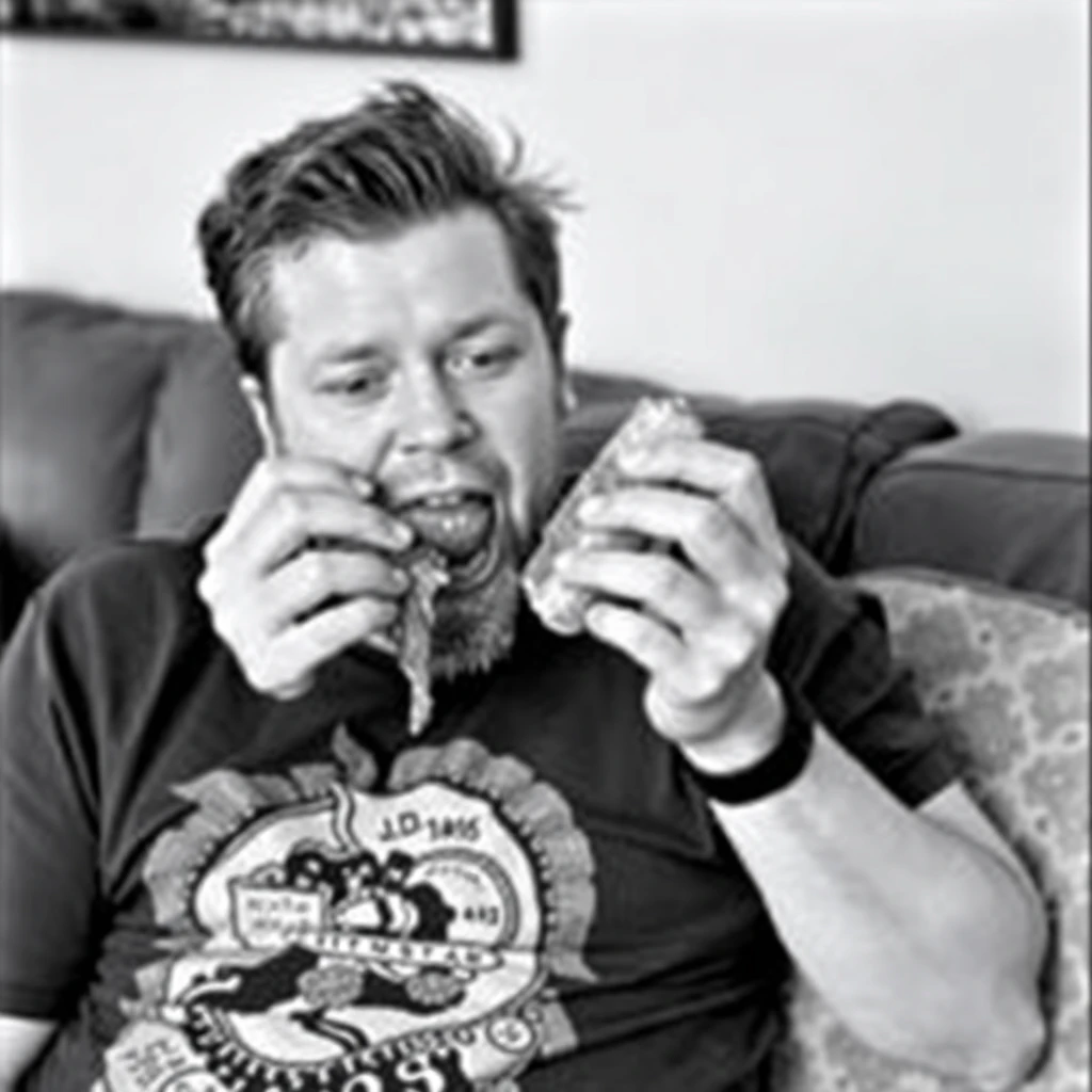 J.D. Vance eating a hotdog while sitting on a couch. - Image