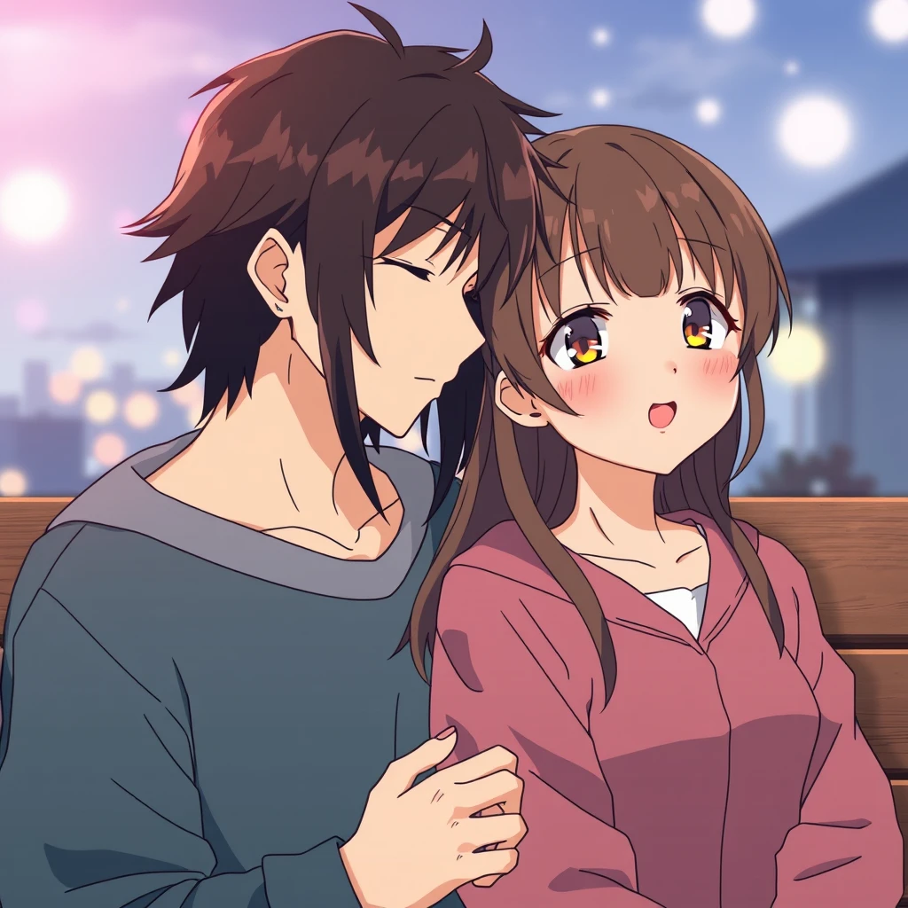 couple, daily, lifetime, full shot, young, anime - Image