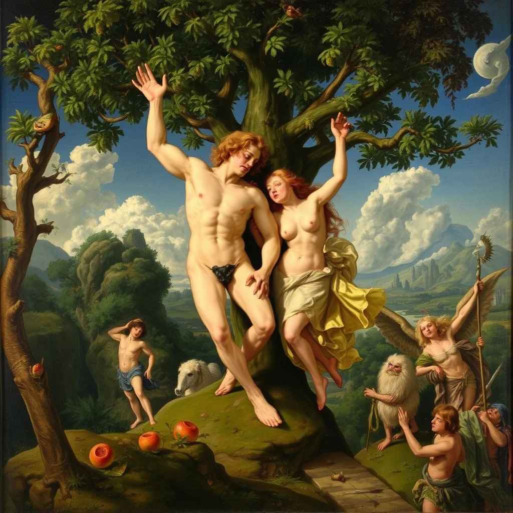 Style Renaissance: Adam and Eve are expelled from Paradise.