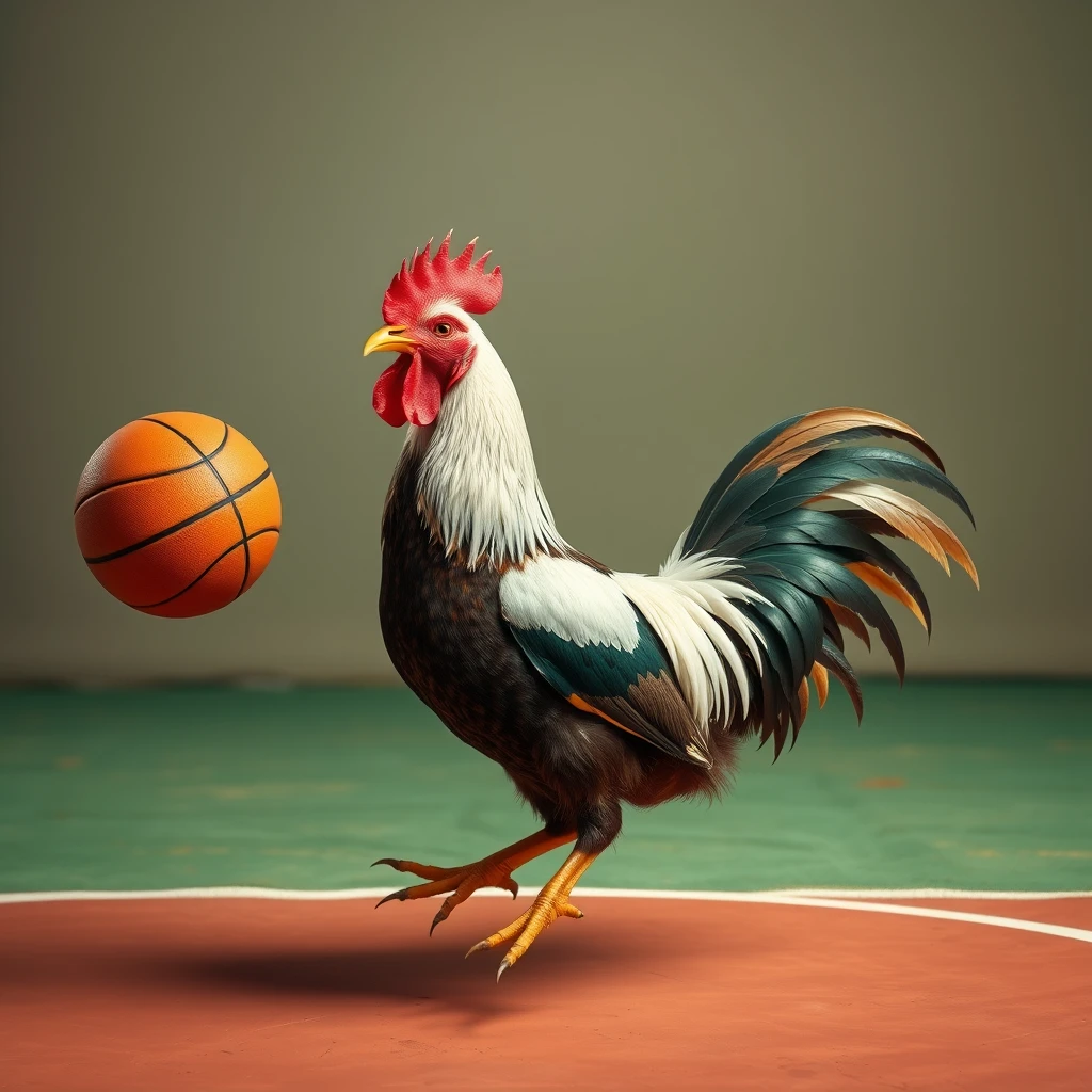 chicken play basketball