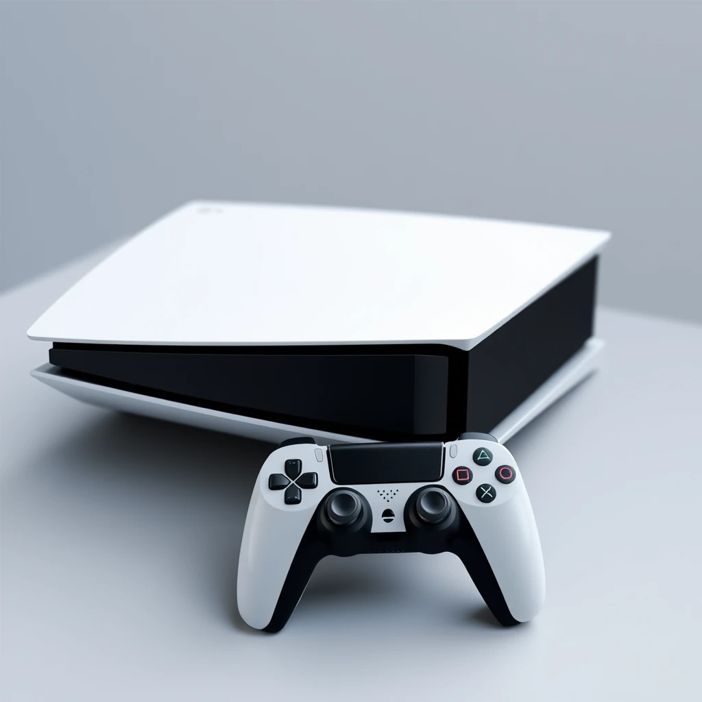 Create a real photo of the PS5 Pro console based on the PS3.