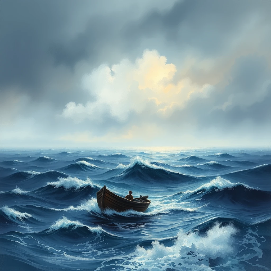 'A small boat on the sea in a storm' - Image