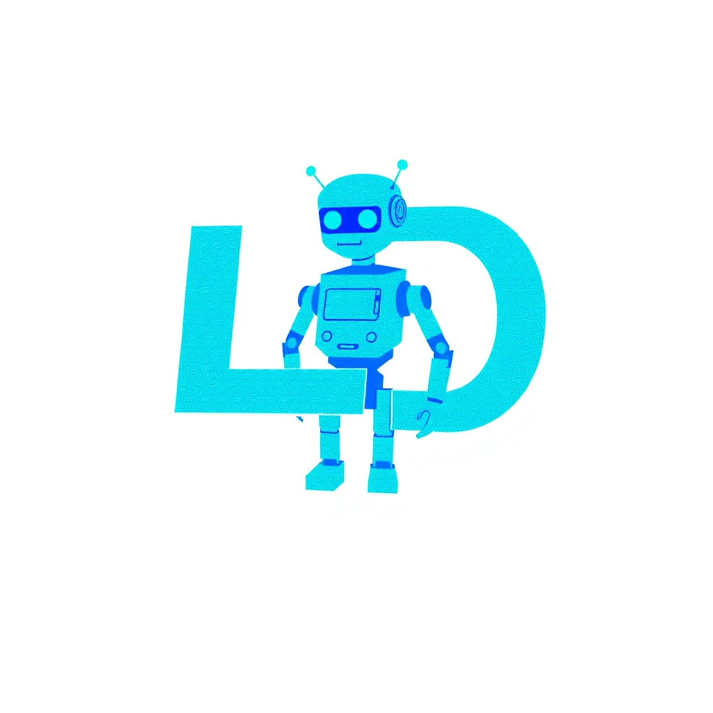 "LD" blue logo with a robot