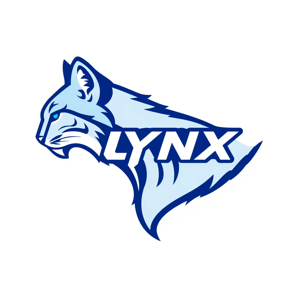 Side profile of a Lynx logo, outline style logo, blue theme.