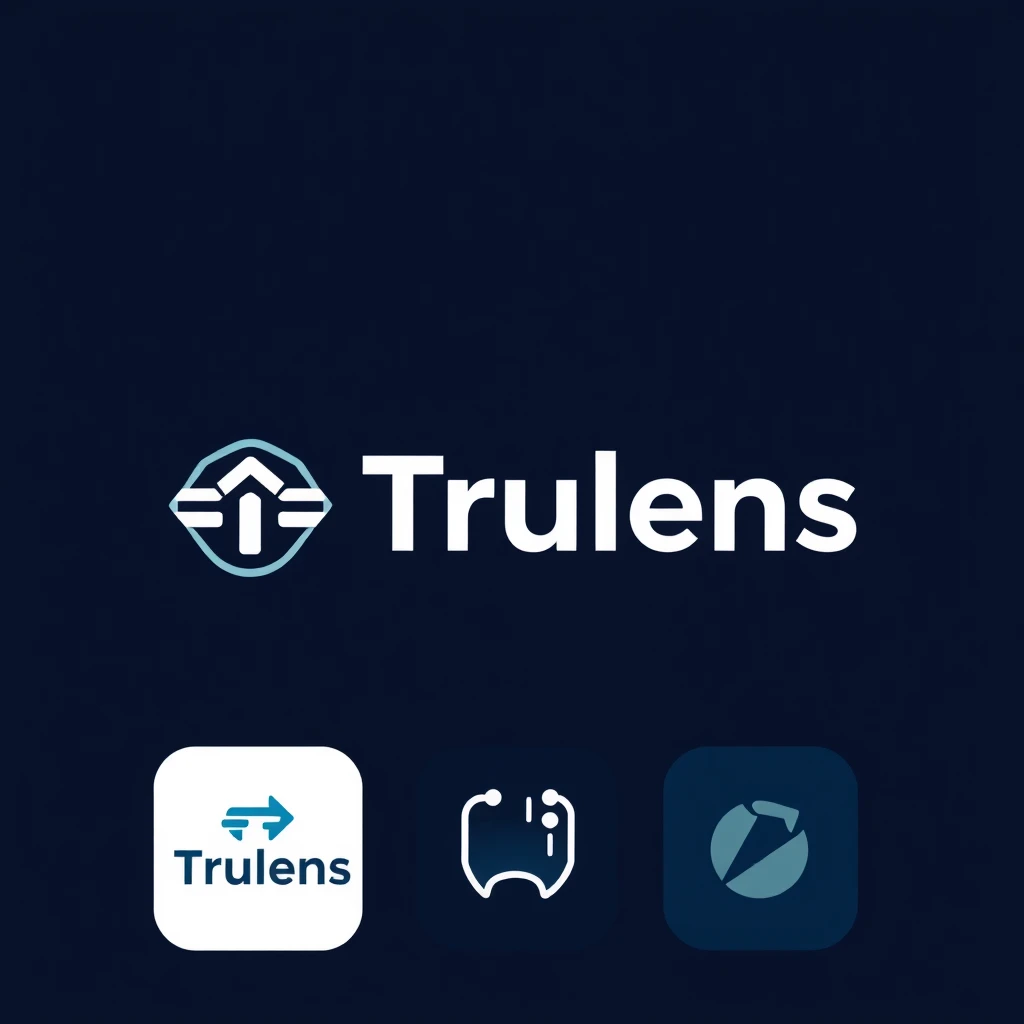 Create a logo for a mobile app called Trulens that helps validate and authenticate media.