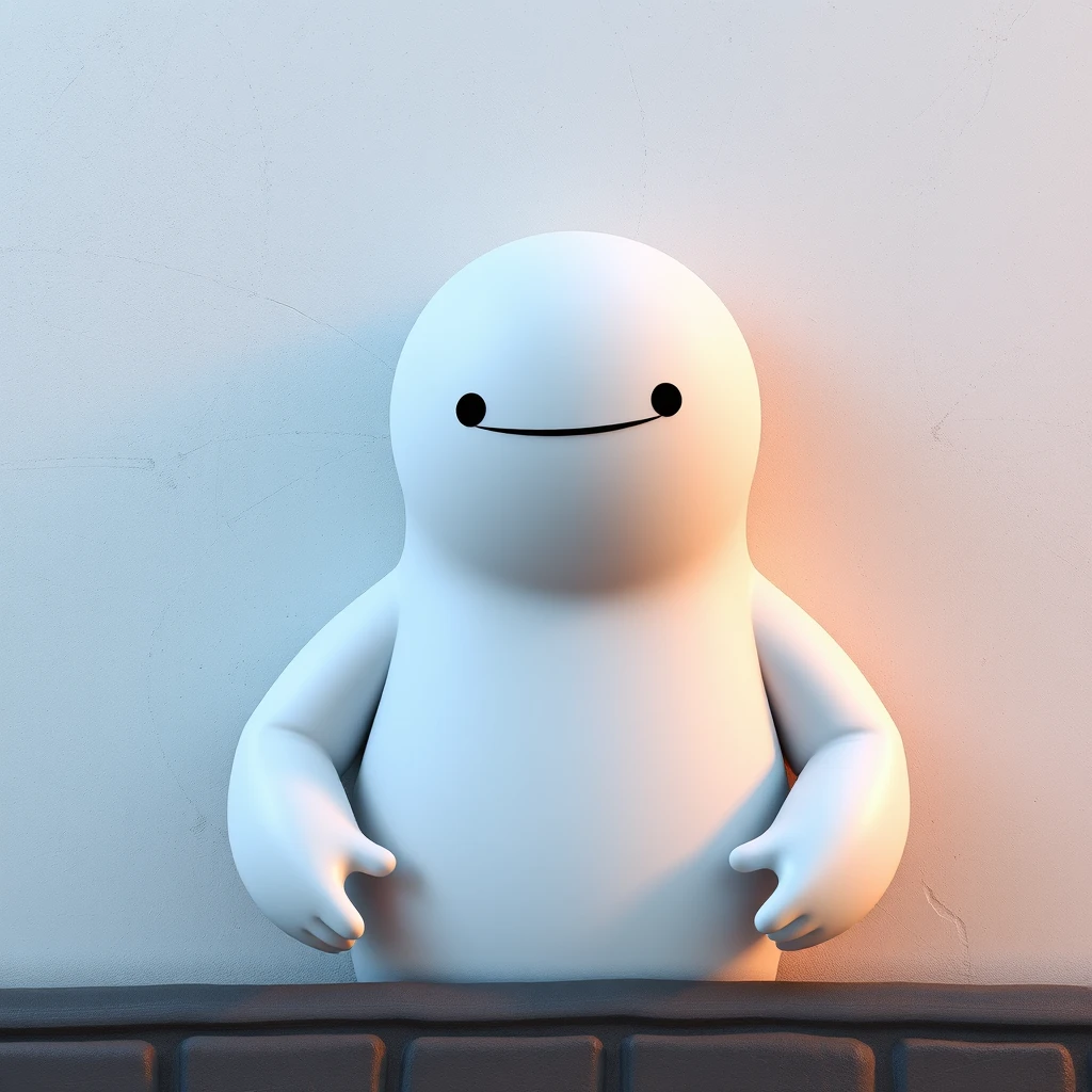 "Baymax peeking out from behind the wall."