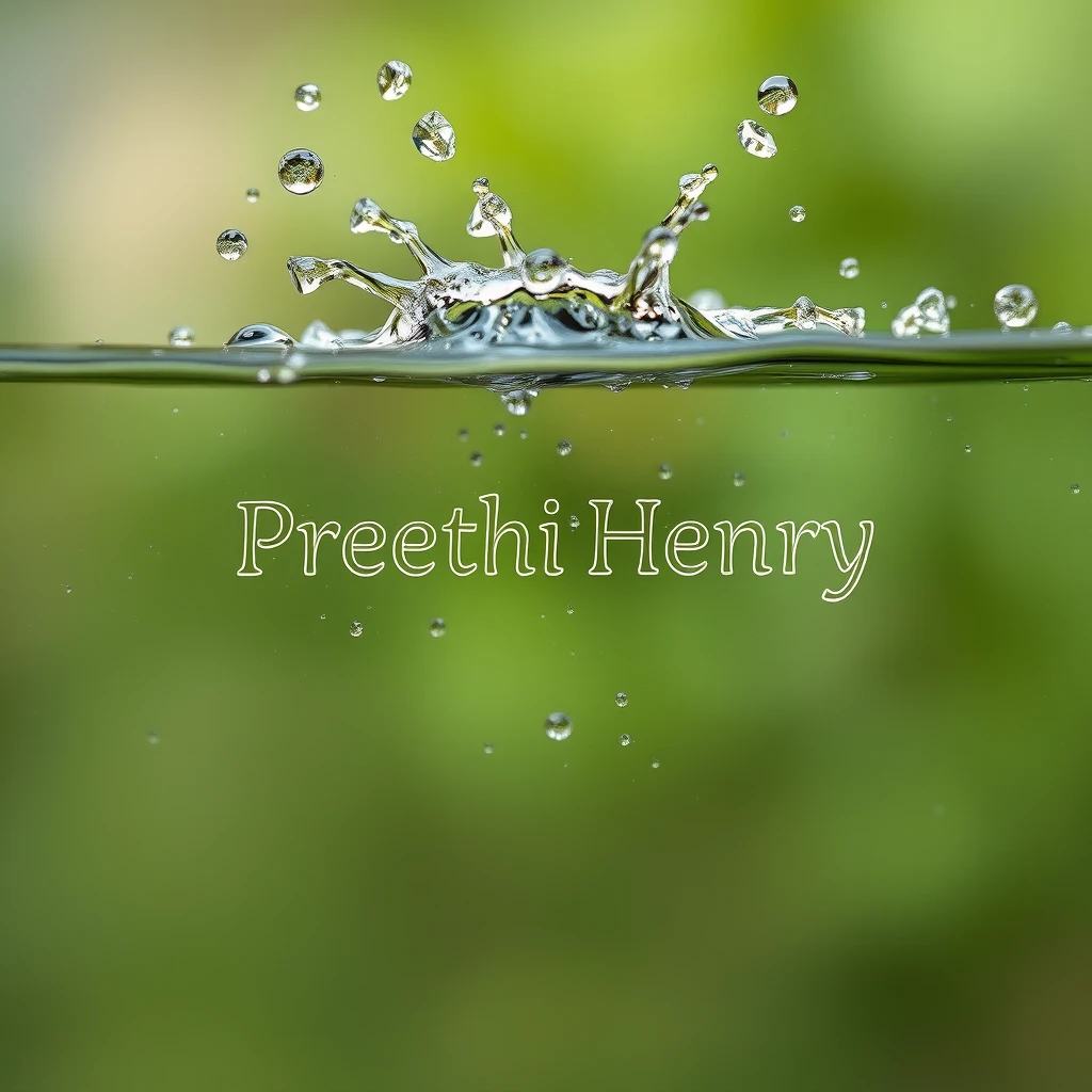 water splash engraved with name PreethiHenry