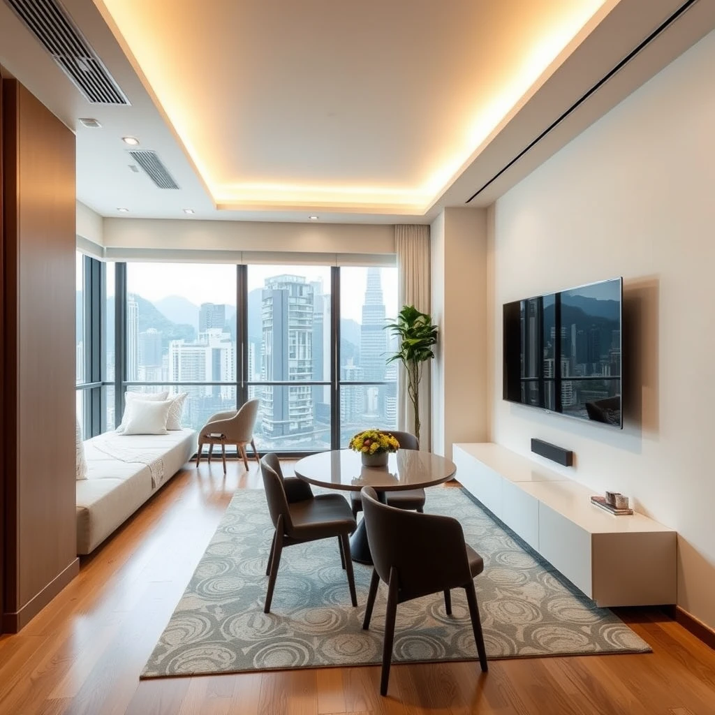 modern apartment in Hong Kong measuring 380 sqft - Image