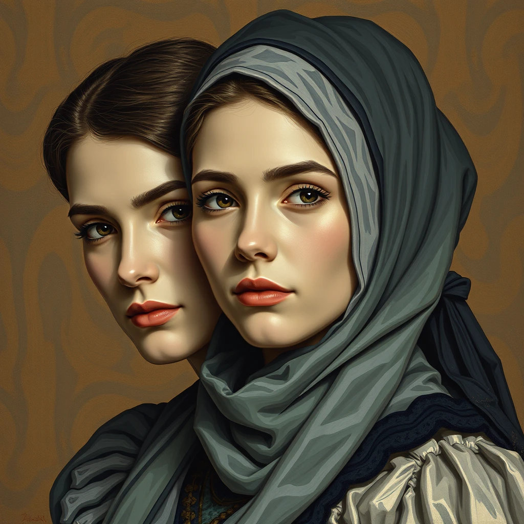 Serov style women portrait