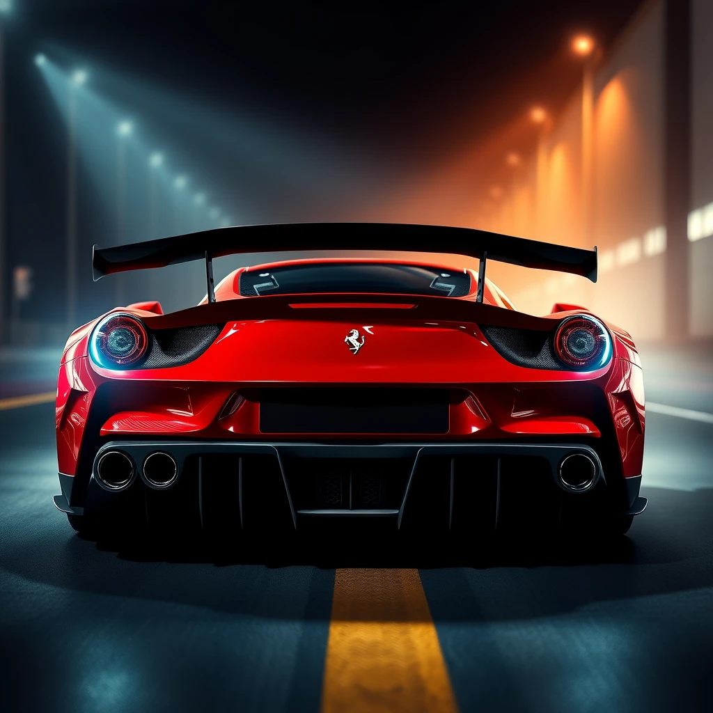 Create a realistic photo for a phone wallpaper with correct lighting of a Ferrari on the cover of GT8 for PS5. - Image