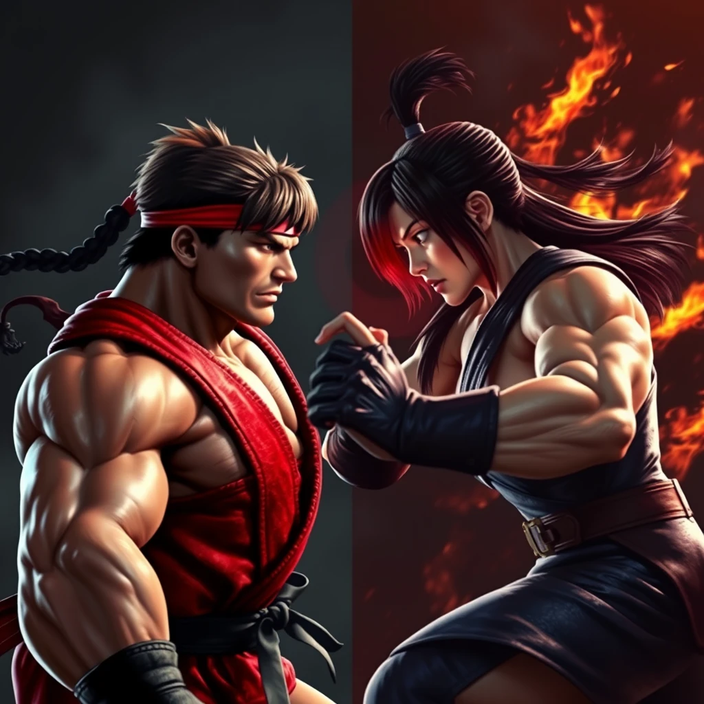 Create a realistic photo of Tekken vs Dead or Alive.