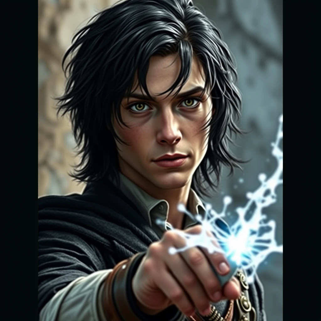 Photo realistic: Severus Snape as a young fantasy hero. - Image