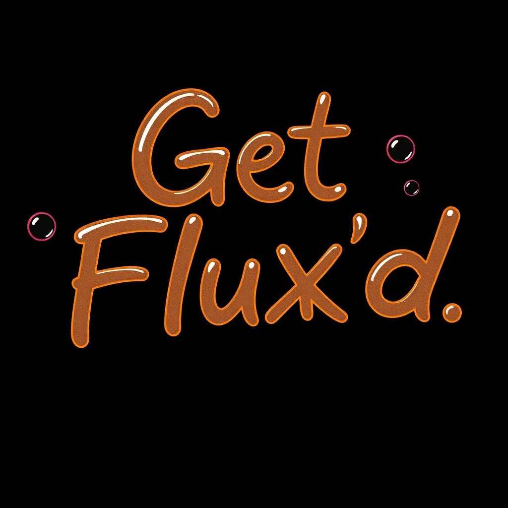 Text saying "Get Flux'd", written in bubbles