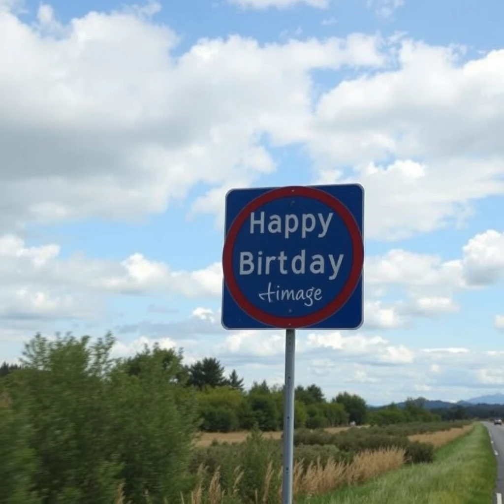 "Happy Birthday" on the road sign - Image