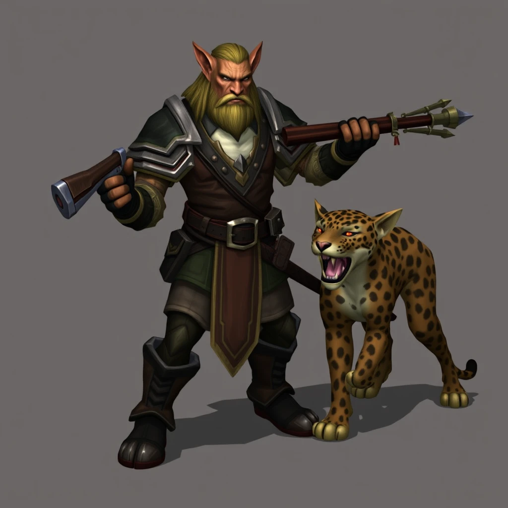 WoW orc hunter and leopard pet