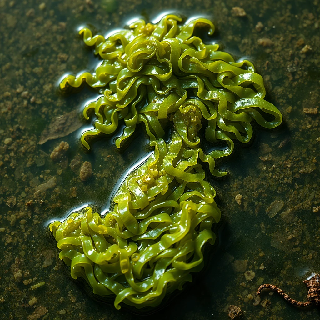 green seaweed in the shape of a woman