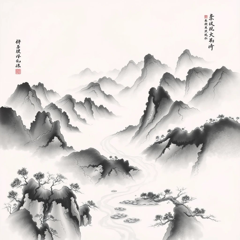 A Thousand Li of Rivers and Mountains, Chinese ink painting - Image