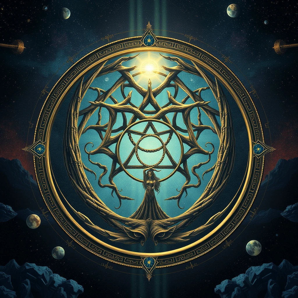 Yggdrasil. Spiritual. Mystical. Surreal. Circular frame.