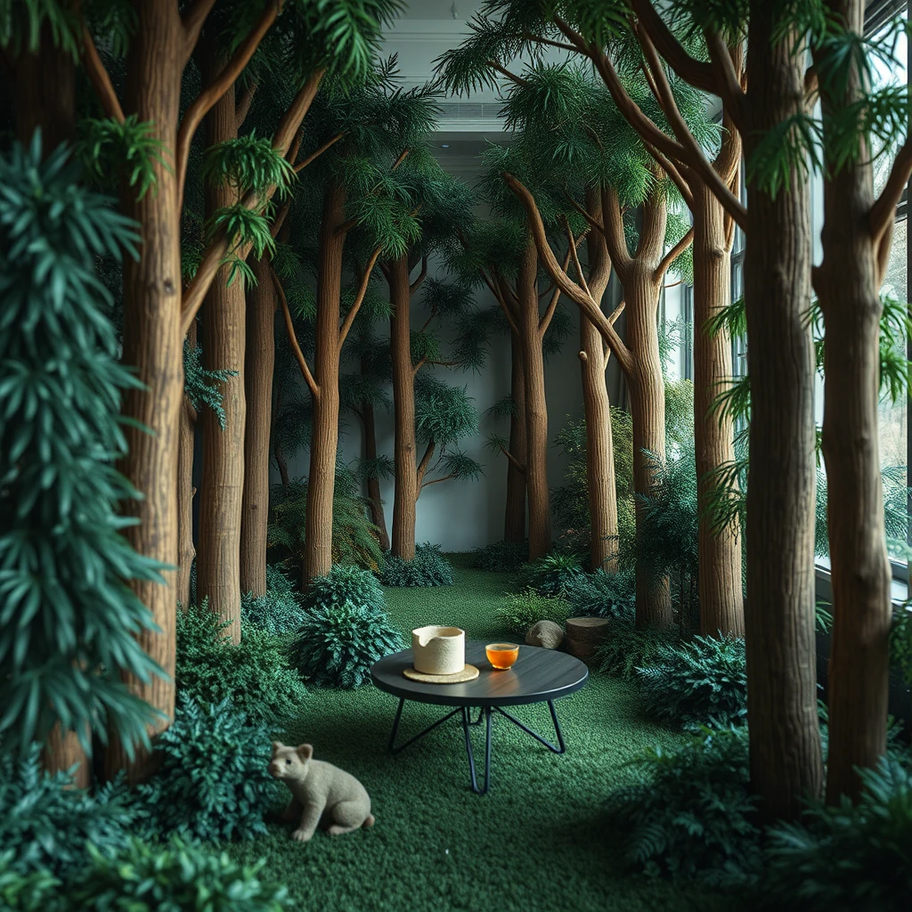 Fake forest inside the room