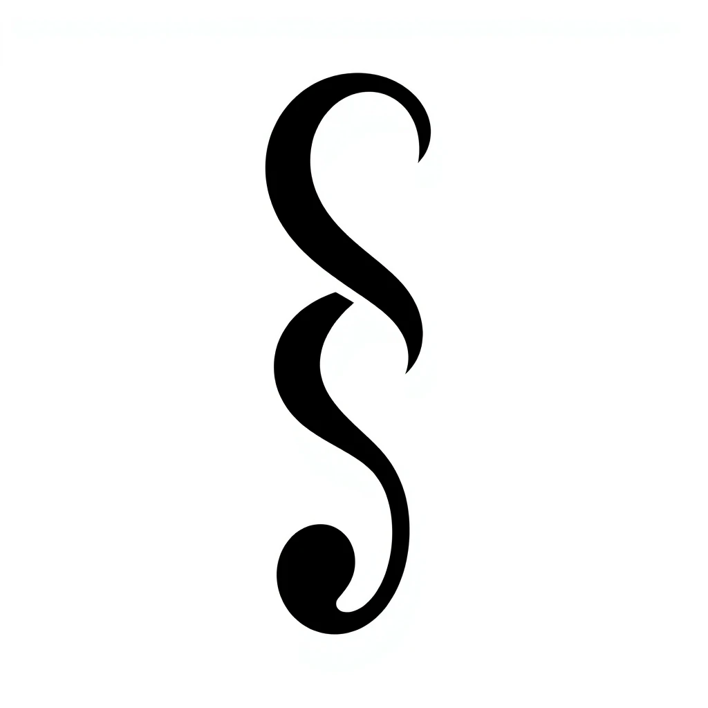 A black and white logo icon that is simple and is a vector treble clef that looks like a capital S at the top of the symbol. - Image