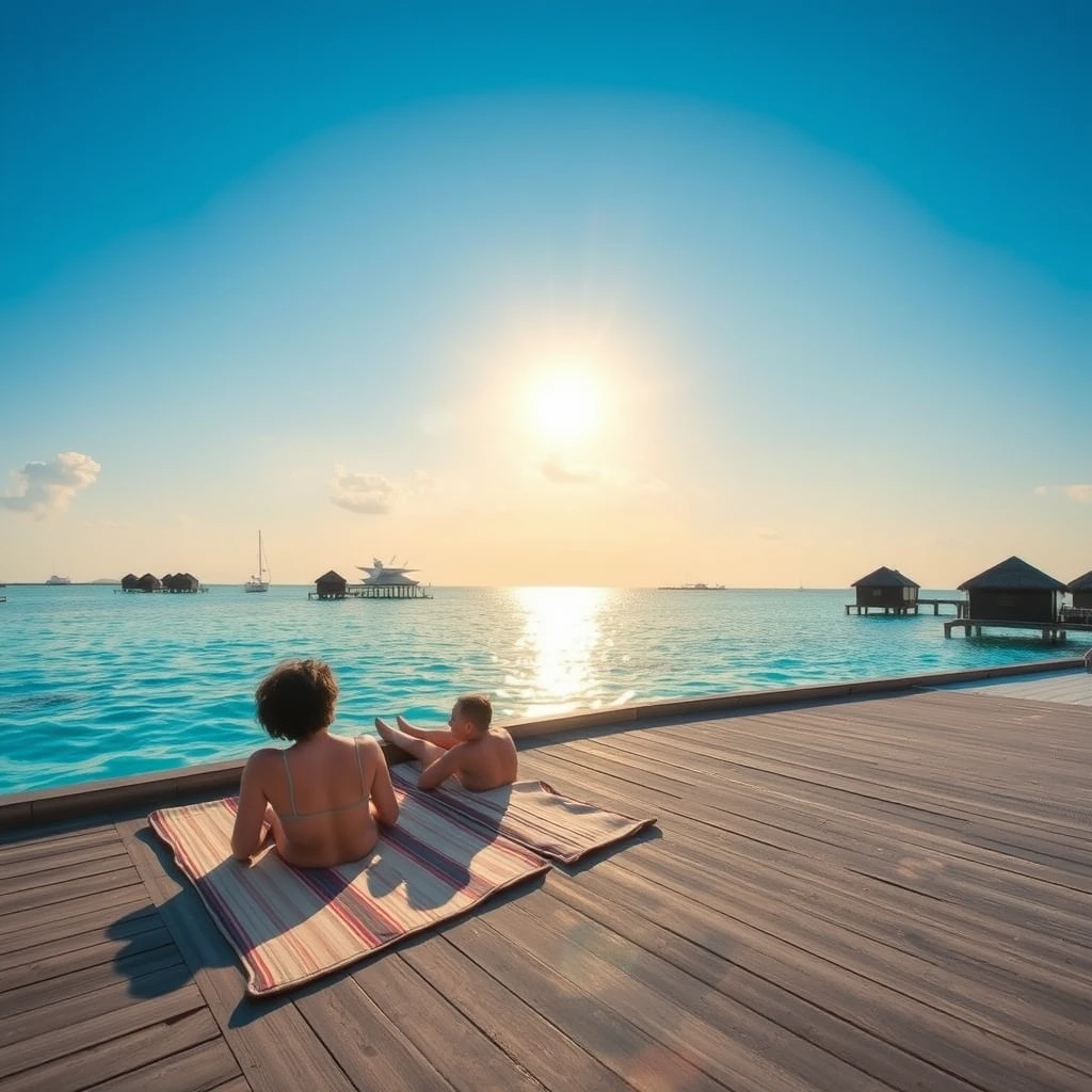 "Sunbathing in the Maldives"