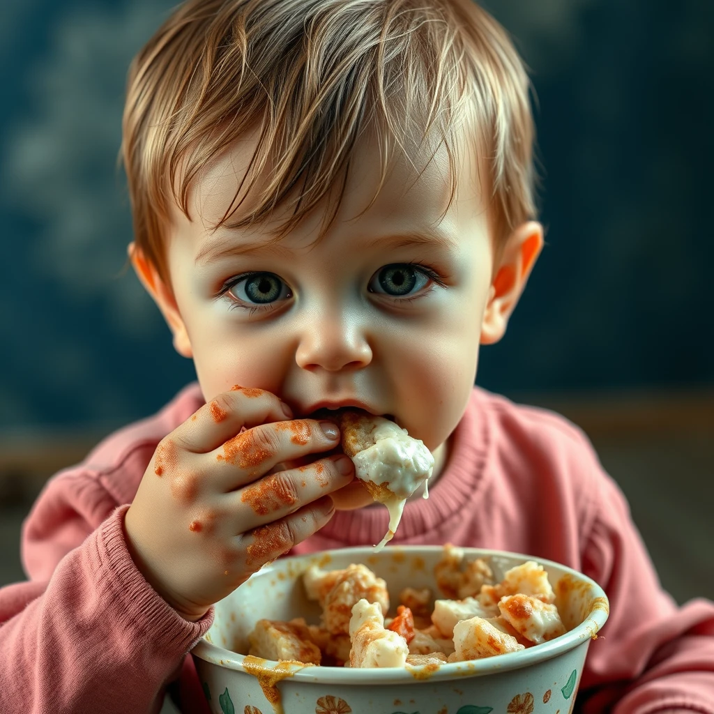 a child eat shit, dirty, horrible - Image