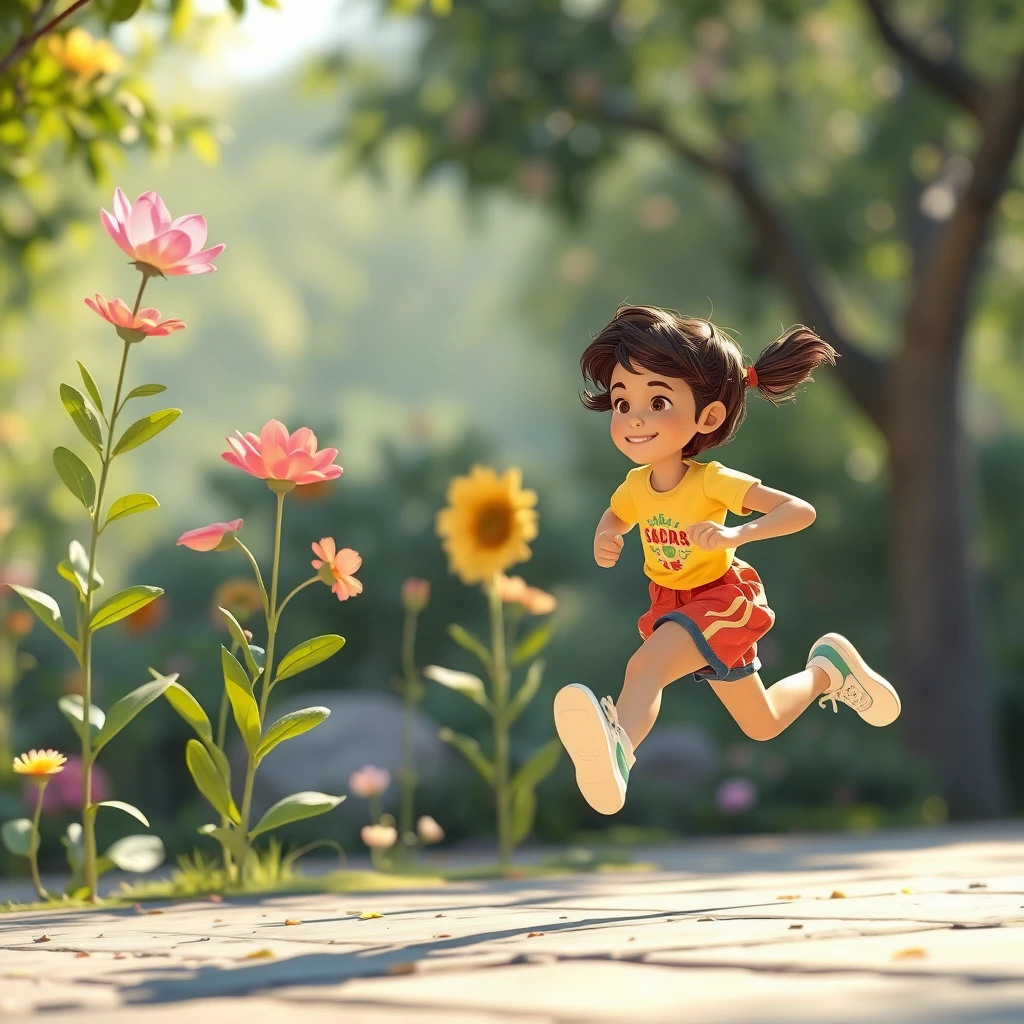 Youth, flowers, running, animation - Image