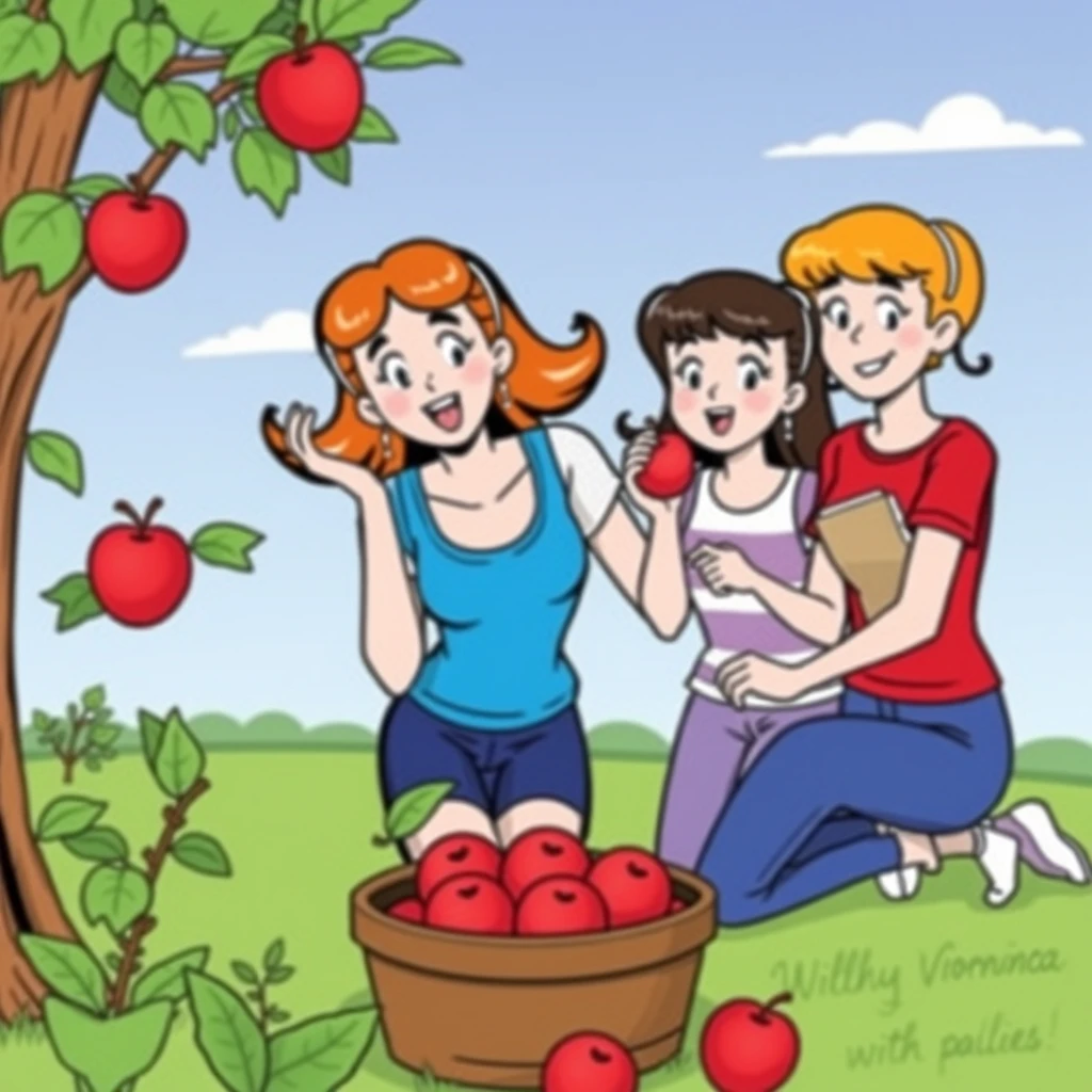 Archie, Veronica, and Betty pick apples, and a mishap occurs. - Image