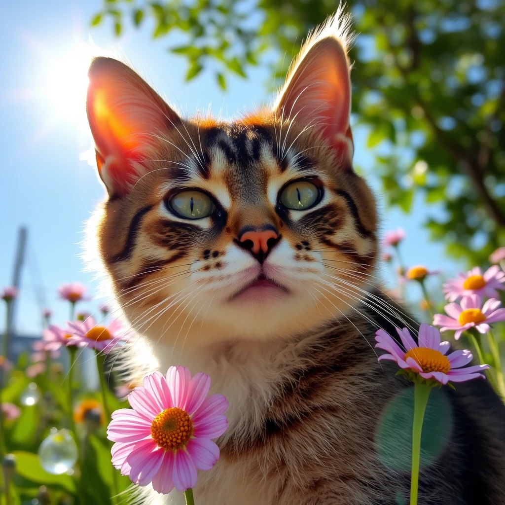 cat flower sun summer