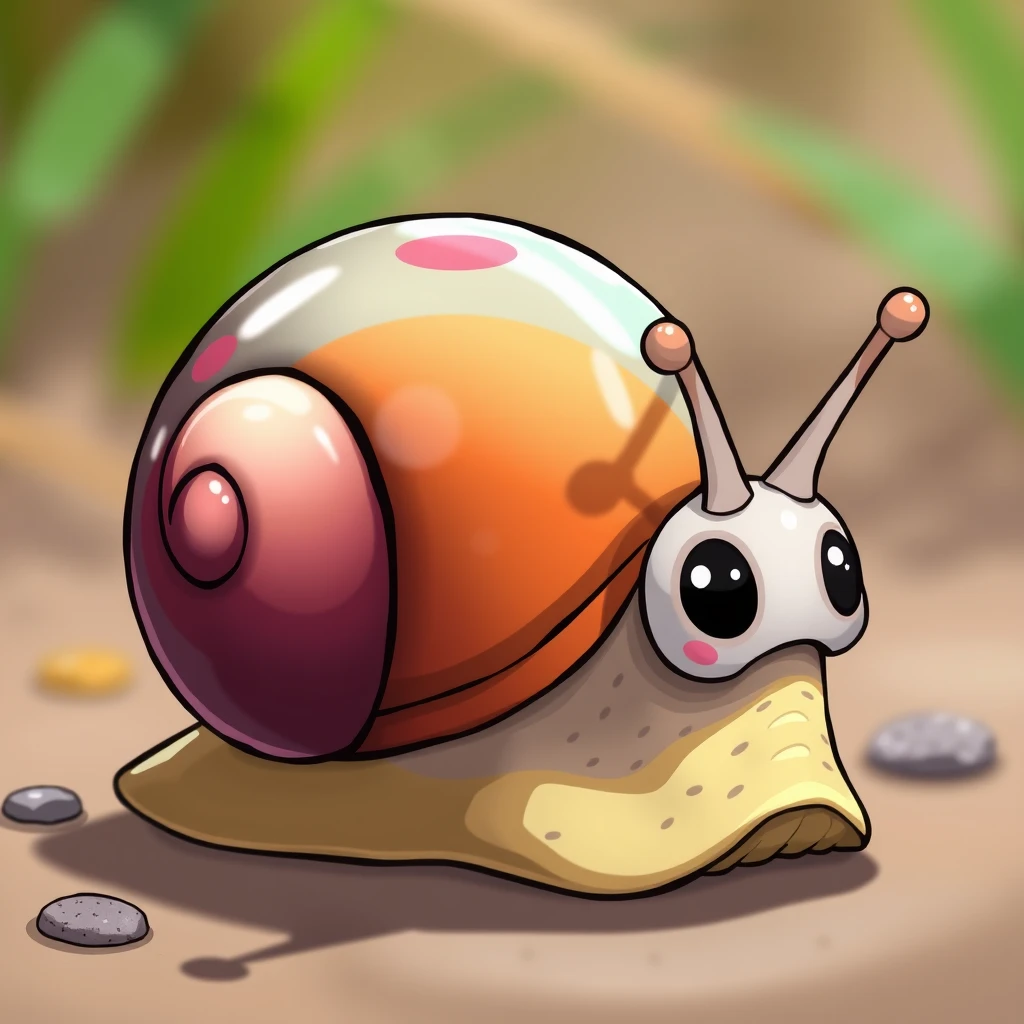 A cartoon image of a snail with a colorful shell octane.