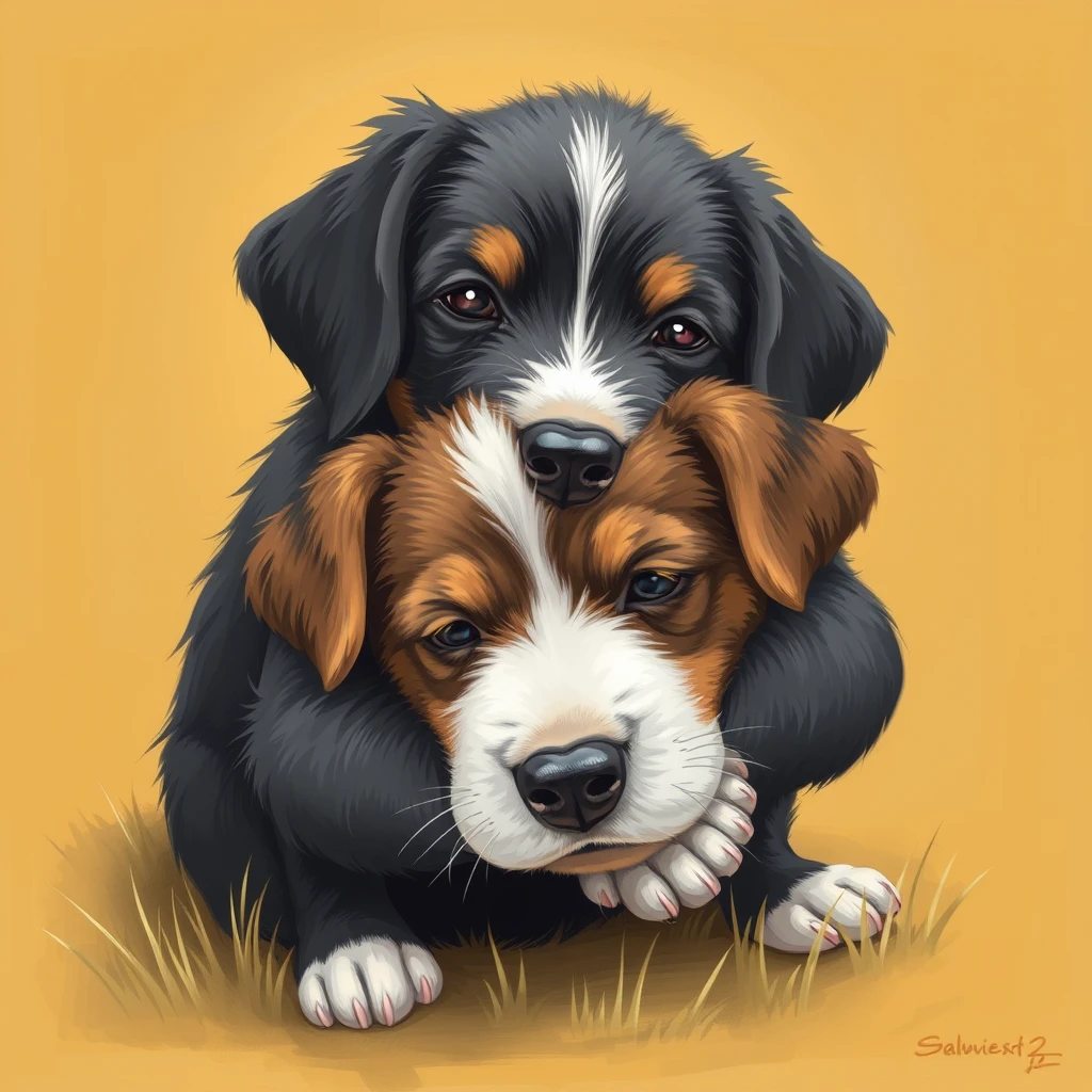 "Embracing puppy" - Image