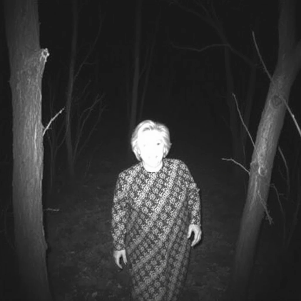 Hillary Clinton scary night vision trail cam sighting - Image