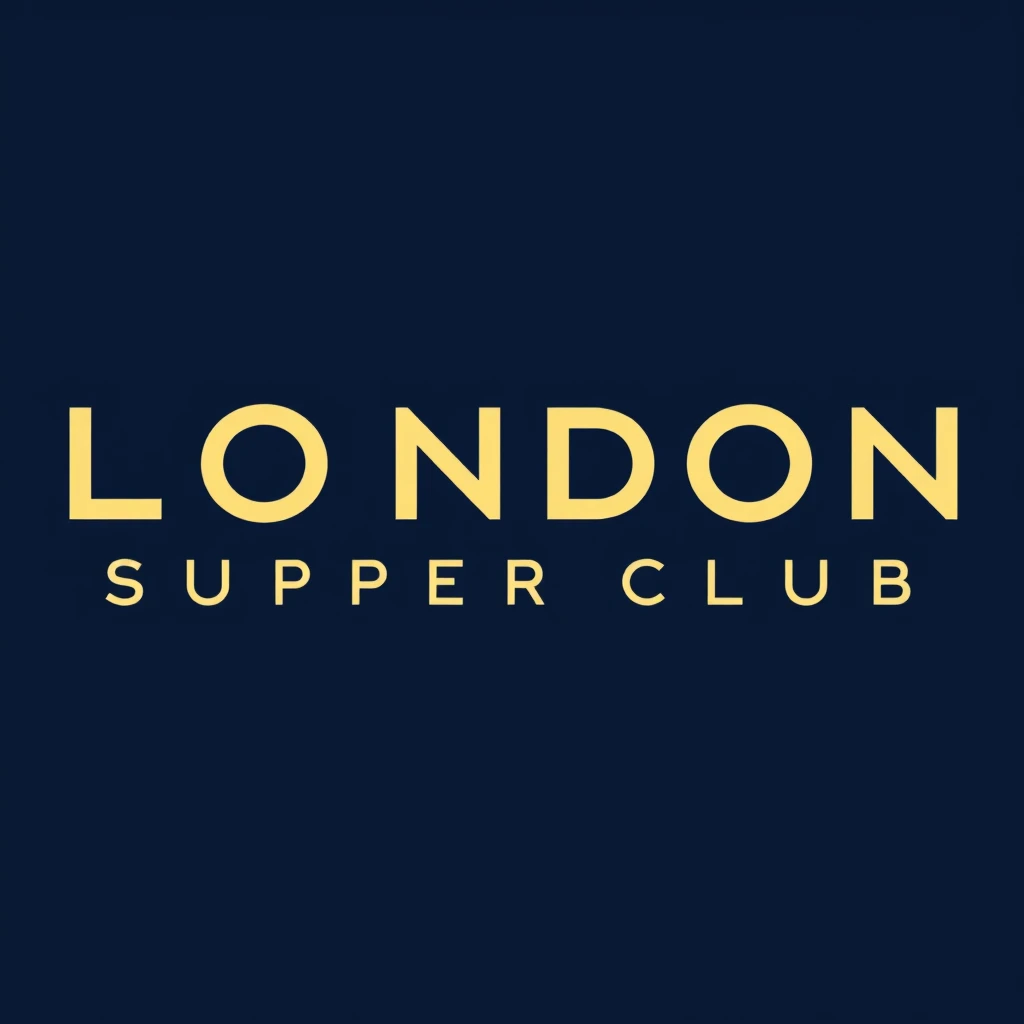 Logo for a club called “London Supper Club”, using dark blue, in a modern style.