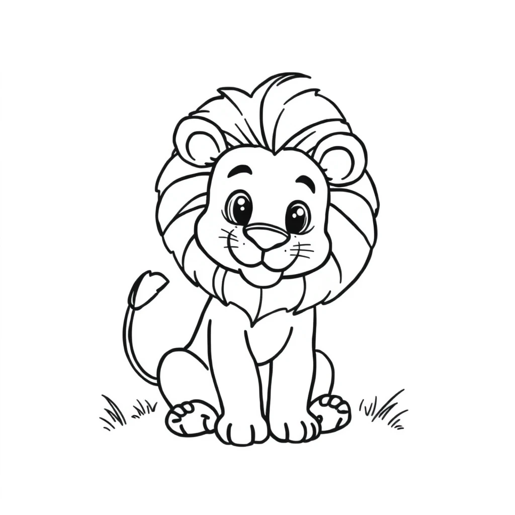 coloring page for kids, lione, cartoon, style, on a white background


