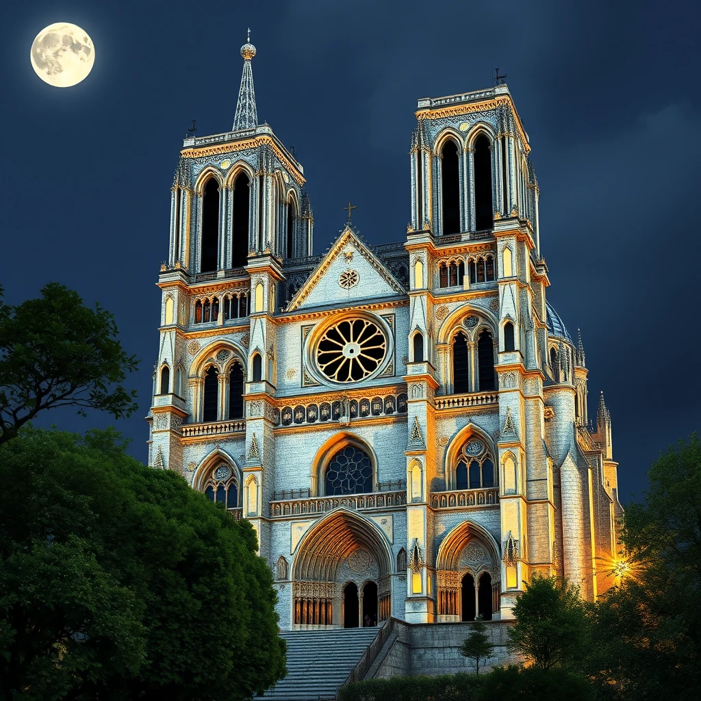 'in the style of Hundertwasser with silver surfaces: Notre Dame' - Image